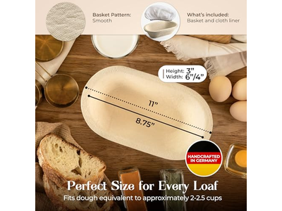 Professionelle Ovale Gärkorbform mit Fichtenholz & Rattan